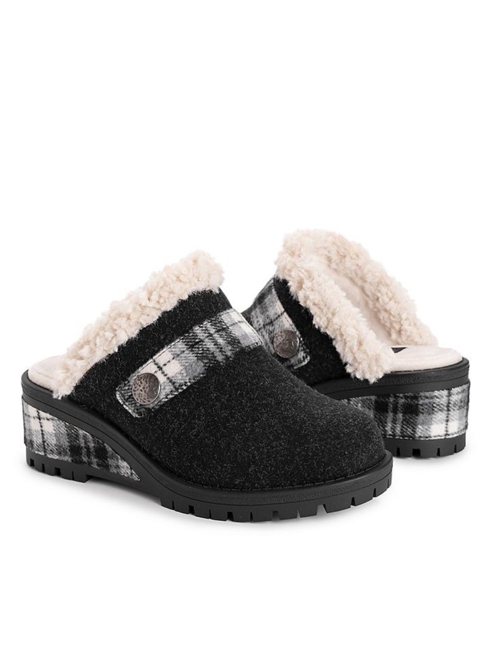 MUK LUKS Black & White Norway Bergen Clog Size 9.5